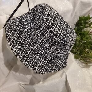 Claire's Black & White Tweed Bucket Hat New